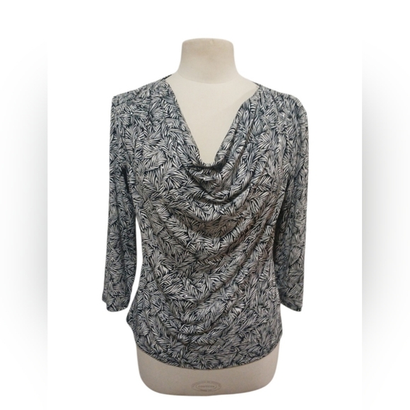 MSK Black and White Patterned Blouse With Sequtns - Picture 5 of 6